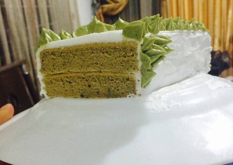 Cara Gampang meracik Ogura green tea cake yang Enak