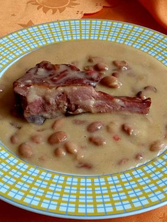 Babfőzelék füstölt oldalassal recept fotója