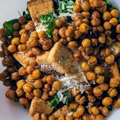A picture of Chickpea Kale Ceasar Salad.
