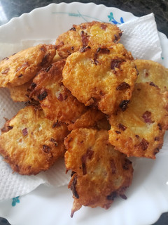 A picture of Hash browns for breakfast.