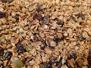 A picture of granola with maple syrup