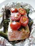 Salmone al pesto su letto di fagiolini