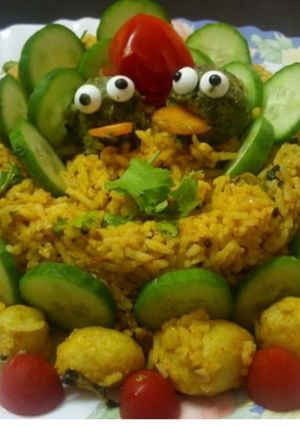 A picture of Gupshup Dum aalo biryani.
