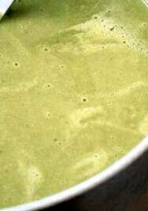 A picture of split pea and ham soup.