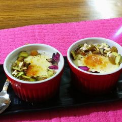 A picture of Baked bhappa doi-An inovative dish.