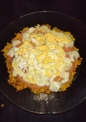 Una foto de Pizza de zanahoria y huevo BLW +12M