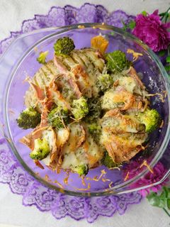 Foto resep Kentang Panggang Brokoli Keju Smoked Beef (Bake Potato)