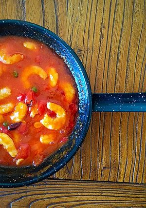 Una foto de Langostinos en salsa Rigamonti