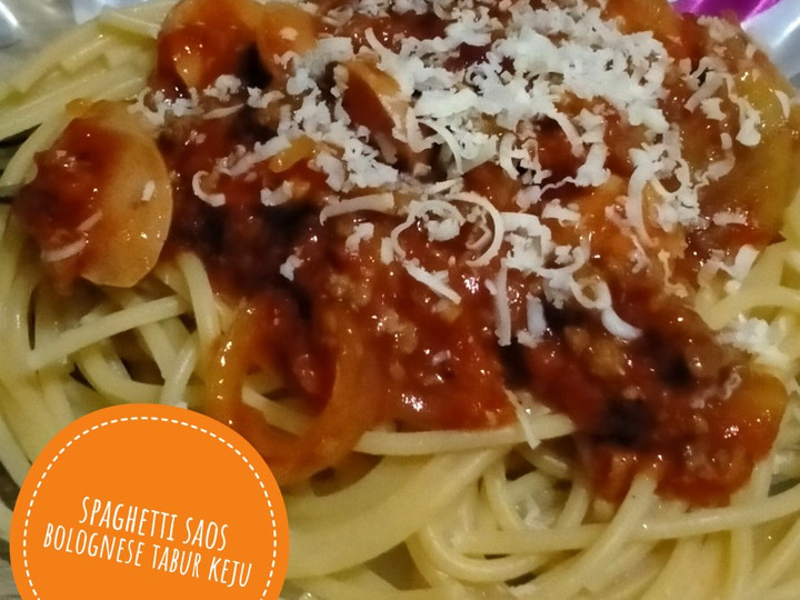 Standar Resep buat 131) spaghetti saos bolognese tabur keju yang lezat