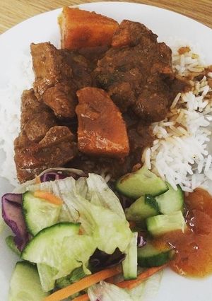 A picture of Sweet potato lamb curry.