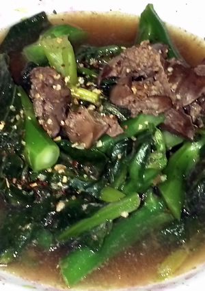 A picture of LG VEGETABLE WITH CHICKEN LIVER IN SHAOXING WINE.