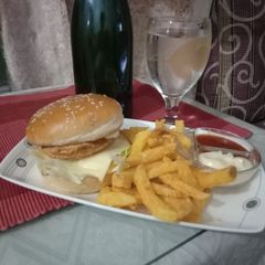 A picture of My next Cooking competition contest #Chicken cheese burger.