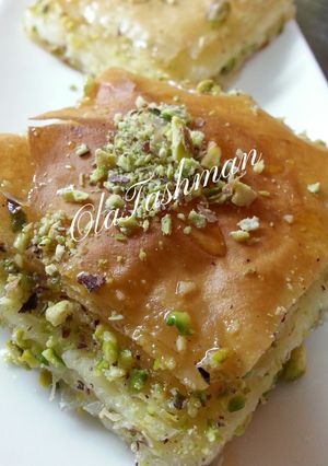 صورة لوصفة طريقة عمل بقلاوة بالقشطه
