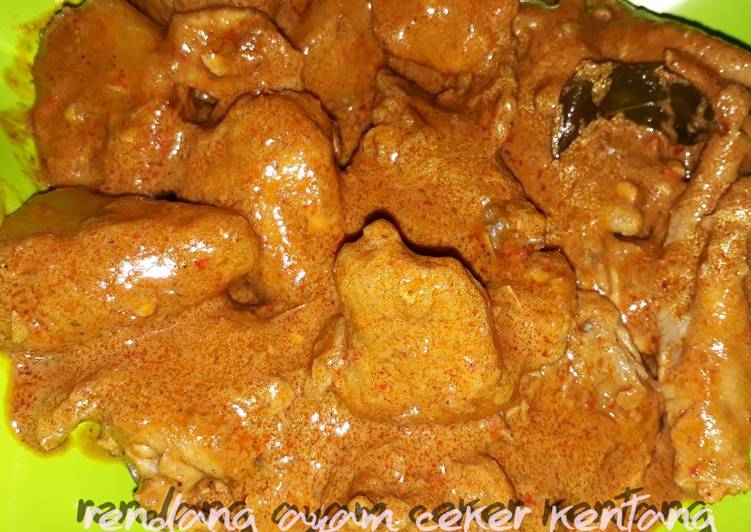 Cara Gampang Membuat Rendang ayam ceker kentang bumbu instan#Bikin Ramadhan Berkesan yang Enak