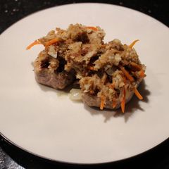 A picture of Pork Tenderloin Medallions with Stuffing Topper.