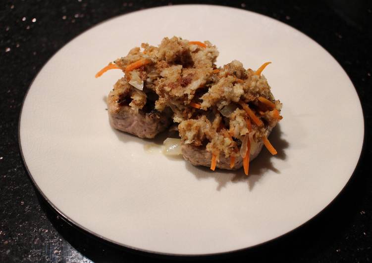 Simple Way to Prepare Award-winning Pork Tenderloin Medallions with Stuffing Topper