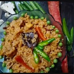 A picture of Hyderabadi veg dum biryani.