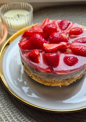 Фото Полуничний чізкейк (без випічки) 🍓.