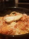 Orange Sauce Fettuccine, with Fish & Veg
