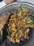 Tumis tetelan dan tempe masak mercon