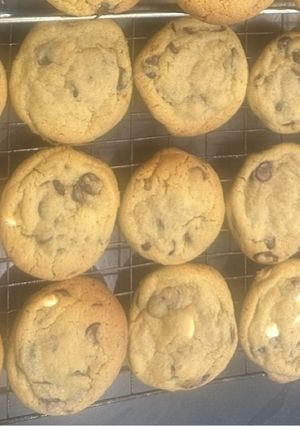 A picture of Worlds BEST Double Choc Chip Cookies - So yummy and easy :).