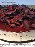 Tarta de yogur griego de stracciatella y galletas Oreo (Sin Horno)