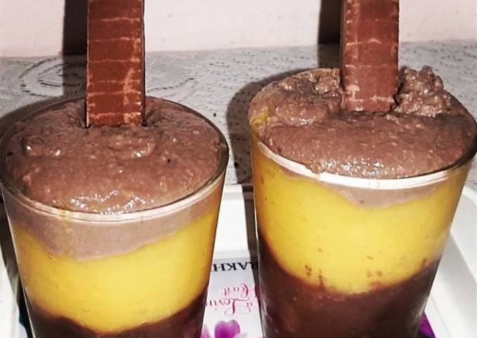 Mango and chocolate trifle