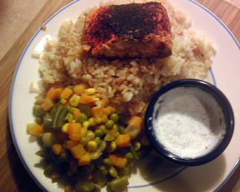 Easy Recipe Easy Blackened Salmon with Dill Tarragon Sour Cream Dip Delicious and Healthy