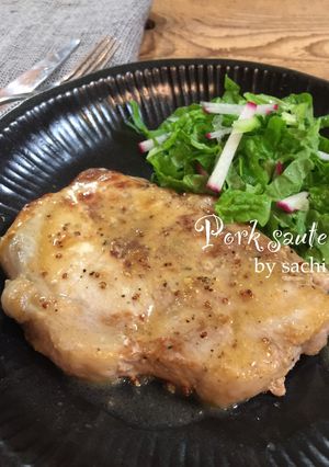 A picture of Pork Sauté with Mustard Cream Sauce.