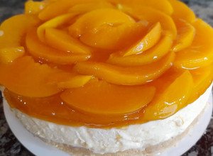 Una foto de Cheesecake de durazno
