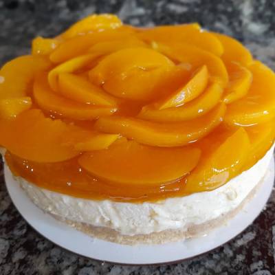 Cheesecake de durazno Receta de Gladis Ocampo- Cookpad