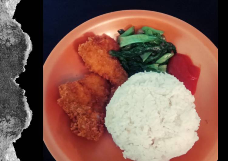 Chicken katsu with pakcoy saute