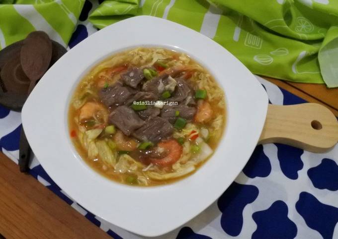 Yuk intip, Bagaimana cara buat Beef Prawn With Gravy Egg dijamin spesial