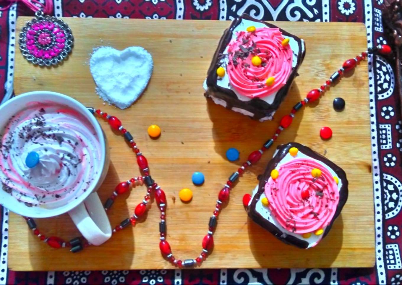 Black froest pasteries with creamy coffee