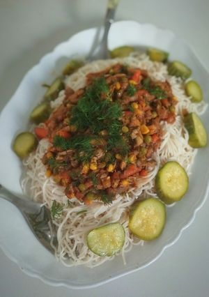 Φωτογραφία της συνταγής Noodles 🍜 με μανιτάρια 🍄, λαχανικά 🌽🥕🧅🌶️ και κοτόπουλο 🐔