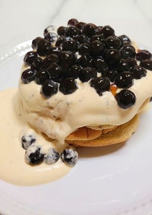 A picture of No Oven Needed! Bubble Tea Soufflé Pancakes: Satisfy Your Bubble Tea and Pancake Cravings.