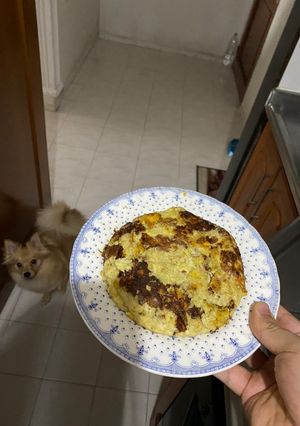 Una foto de Tortilla de huevo y banano (Fácil)