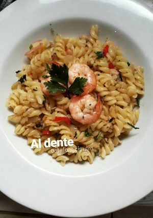 Foto resep Aglio e Olio Fusilli with Shrimp & Chicken
