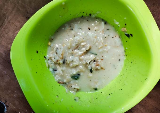 MPASI ayam suwir modif bubur fortifikasi (day 1)anak GTM 7 bln