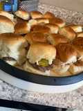 Chicken sandwich and hamburger sliders