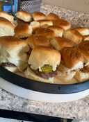 Chicken sandwich and hamburger sliders