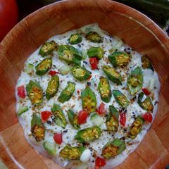 A picture of Okra/lady finger dip#recipemarathon.