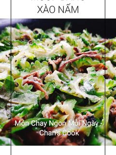 Hình của món Mướp đắng xào nấm chay.