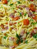 Spaghette cu bacon și roșii