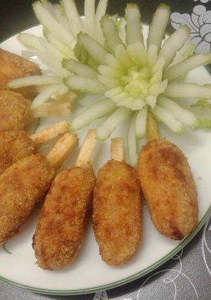 Hình của món Giò trộn khoai tây bọc mía chiên xù.