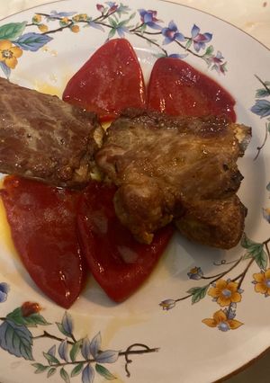 Una foto de Costillas con pimientos del piquillo airfryer