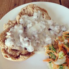 A picture of Country Style Biscuits and Sausage Gravy (from scratch!).