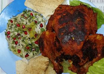 Easiest Way to Make Perfect Chicken tandoori with moutabelspicy eggplant dip