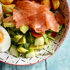 A picture of Smoked Salmon Salad Bowls.