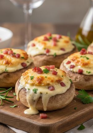 Una foto de Champiñones Rellenos de Bechamel y Jamón